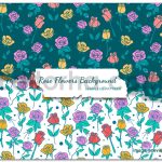 دانلود پترن گل رز Rose Flowers Background - Seamless Patterns
