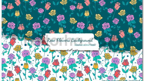 دانلود پترن گل رز Rose Flowers Background - Seamless Patterns