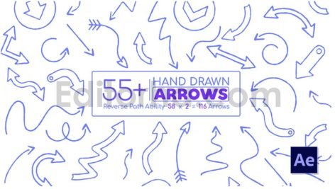 دانلود پروژه آماده افترافکت: پکیج فلش کشیده شده با دست Hand Drawn Arrow Pack