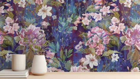 دانلود بک گراند گل های جادویی با پس زمینه آبی Magic Flowers