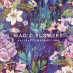 دانلود بک گراند گل های جادویی با پس زمینه آبی Magic Flowers