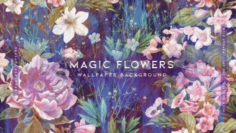 دانلود بک گراند گل های جادویی با پس زمینه آبی Magic Flowers