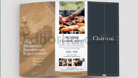 دانلود لایه باز منو سه لت (تاشو) رستوران Restaurant Trifold Menu