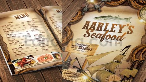 دانلود لایه باز منو ویژه غذاهای دریایی Seafood Menu Template