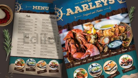 دانلود لایه باز منو ویژه غذاهای دریایی Seafood Menu