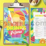 دانلود لایه باز منو نوشیدنی‌های تابستانی Summer Drinks Menu