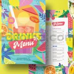 دانلود لایه باز منو نوشیدنی‌های تابستانی Summer Drinks Menu