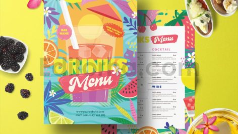 دانلود لایه باز منو نوشیدنی‌های تابستانی Summer Drinks Menu