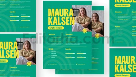 دانلود فایل لایه باز رزومه Tall با تم سبز Tall Green - Resume
