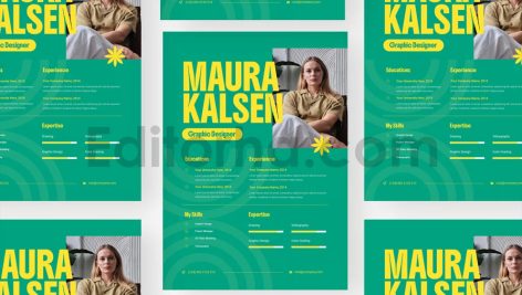 دانلود فایل لایه باز رزومه Tall با تم سبز Tall Green - Resume