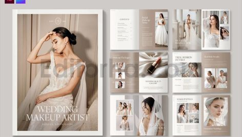 دانلود فایل لایه باز کاتالوگ لباس و آرایش عروس Wedding Brochure Template