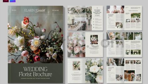 دانلود فایل لایه باز کاتالوگ دسته گل عروس Wedding Florist Brochure Template