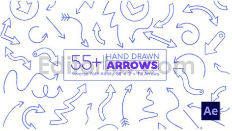 دانلود پروژه آماده افترافکت: پکیج فلش کشیده شده با دست Hand Drawn Arrow Pack