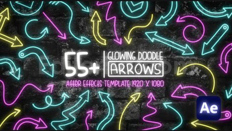 دانلود پروژه آماده افترافکت: پکیج 55تایی فلش های درخشان Glowing Doodle Arrow