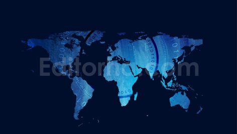 دانلود بک گراند نقشه جهان با بافت گرانج آبی تیره
