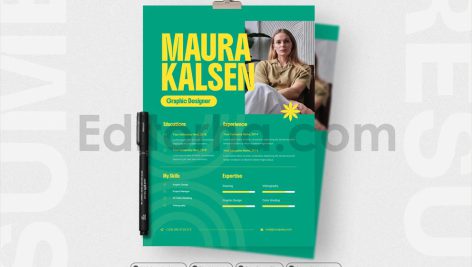 دانلود فایل لایه باز رزومه Tall با تم سبز Tall Green - Resume
