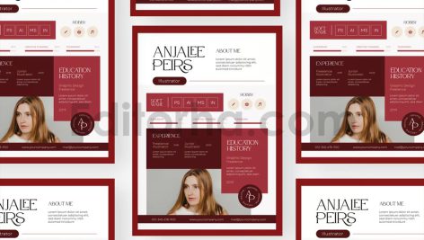 دانلود فایل لایه باز رزومه با تم قرمز clean red resume