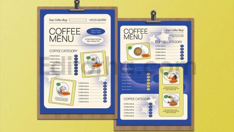 دانلود لایه باز منو آبی کافه Blue Food Menu Coffee Shop