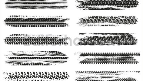دانلود وکتور رد لاستیک Grunge Tire Tracks
