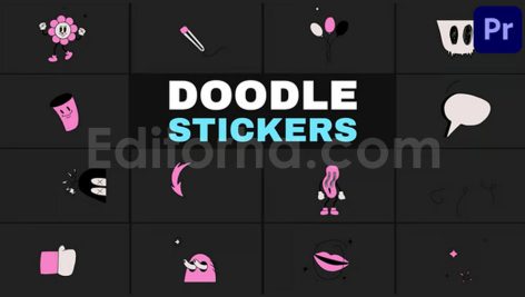 دانلود پروژه آماده پریمیر: استیکر متحرک کارتونی با موسیقی Doodle Animated Stickers
