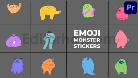 دانلود پروژه آماده پریمیر: پکیج استیکر هیولا با موسیقی Emoji Monster Stickers