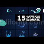دانلود پروژه آماده پریمیر: المان آماده کارتونی با موسیقی Cartoon Wave And Splash Elements