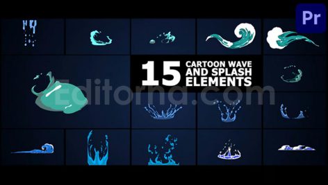 دانلود پروژه آماده پریمیر: المان آماده کارتونی با موسیقی Cartoon Wave And Splash Elements