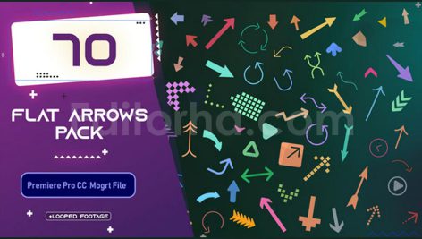 دانلود پروژه آماده پریمیر: 70 انیمیشن فلش تخت با موسیقی Flat Arrows MOGRT Pack
