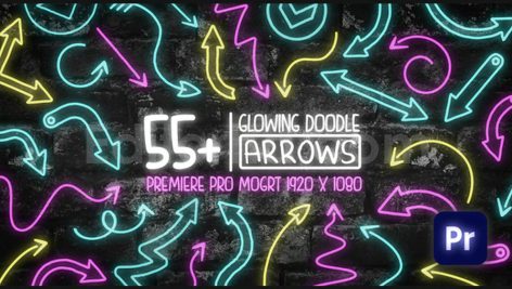 دانلود پروژه آماده پریمیر: پکیج 55تایی فلش های درخشان Glowing Arrow Pack