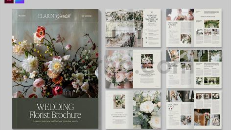 دانلود فایل لایه باز کاتالوگ دسته گل عروس Wedding Florist Brochure