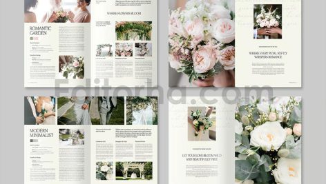 دانلود فایل لایه باز کاتالوگ دسته گل عروس Wedding Florist Brochure