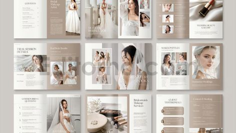 دانلود فایل لایه باز کاتالوگ لباس و آرایش عروس Wedding Brochure Template