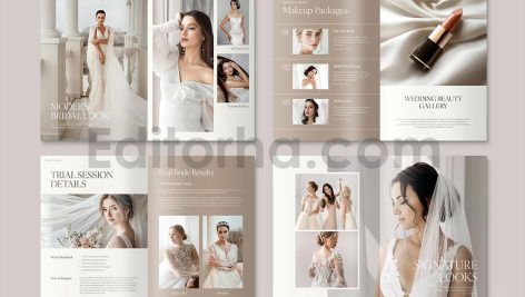 دانلود فایل لایه باز کاتالوگ لباس و آرایش عروس Wedding Brochure Template