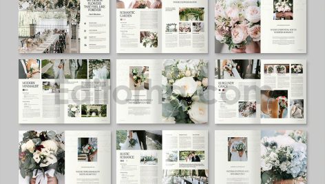 دانلود فایل لایه باز کاتالوگ دسته گل عروس Wedding Florist Brochure