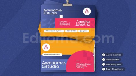 دانلود لایه باز کارت ویزیت تجاری رنگارنگ Colorfull Business Card