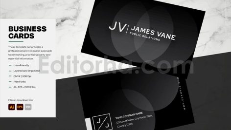 دانلود لایه باز کارت ویزیت مشکی و مینیمال Black Clean Business Cards