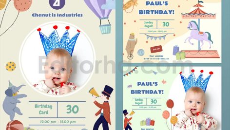 circus theme birthday invitation card