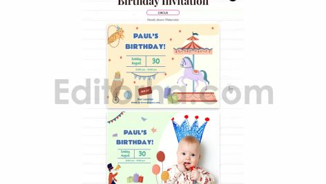 circus theme birthday invitation card