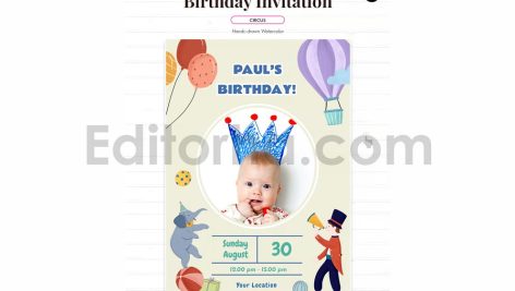 circus theme birthday invitation card