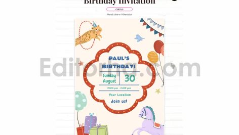 circus theme birthday invitation card