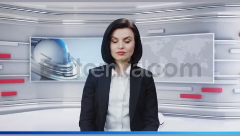 woman anchor in virtual television studio