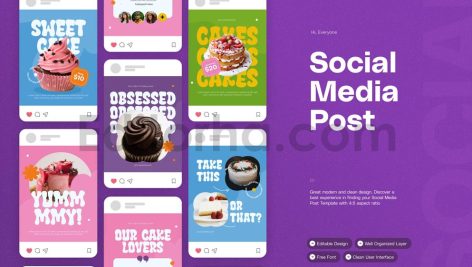 دانلود فایل لایه باز پست اینستاگرام برای کیک و شیرینی