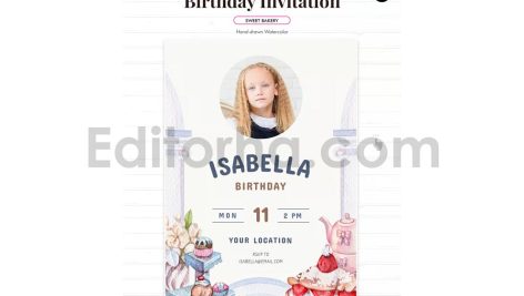 sweet bakery theme birthday invitation card