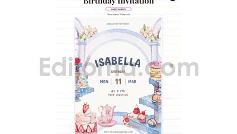 sweet bakery theme birthday invitation card