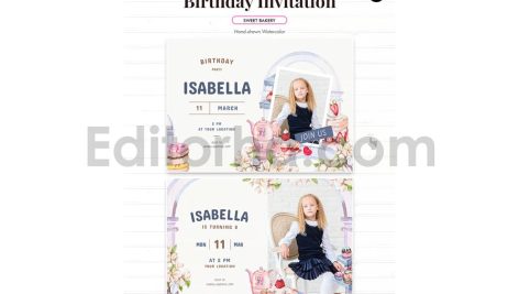 sweet bakery theme birthday invitation card
