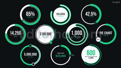 دانلود پروژه آماده پریمیر: نمودارهای دایره‌ ای متحرک Pie Charts MOGRT