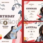 rockstar theme birthday invitation card