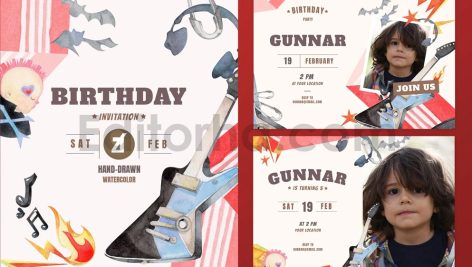 rockstar theme birthday invitation card
