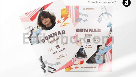 rockstar theme birthday invitation card