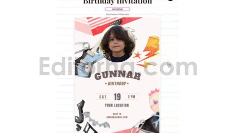 rockstar theme birthday invitation card